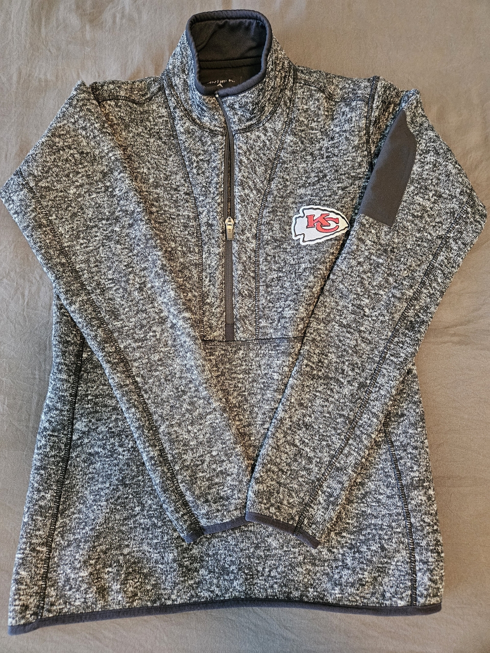 Antigua Kansas City Chiefs Womens Gray Half-Zip Sweater